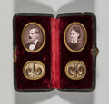 Untitled Case with portraits of a man and woman and hair ornaments by  - Classic Art canvas print