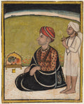 A Ruler Seated on a Terrace Worshipping at a Shrine of Radha and Krishna by  - Classic Art canvas print