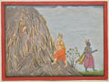 King Muchukunda Enters the Realm of Mount Gandhamadana to Attain Salvation, from the Fifth Basohli Bhagavata Purana by Fattu (Indian) - Classic Art canvas print