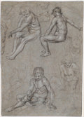 Studies of a Naked Seated Boy by Jacob de Gheyn II (Netherlandish, 1565–1629) - Classic Art canvas print