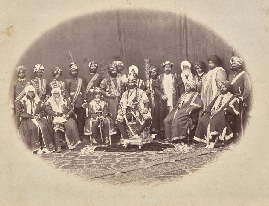 Maharaja Ranbir Singh of Jammu and Kashmir with Sons and Courtiers by Bourne & Shepherd (British, active India, 1868–2016) - Classic Art canvas print