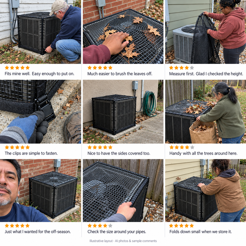 ❄️ Heavy-Duty Mesh AC Cover – All-Season Outdoor Protection