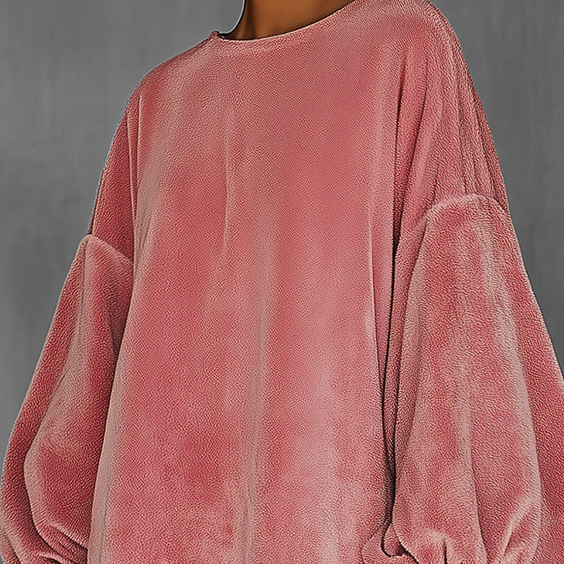 Rosy Retro Velvet Mini | Voluminous Balloon Sleeves & Playful Fringe Hem