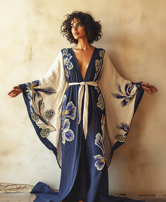 Women's Lily Kimono Linen Robe (Including Belt)