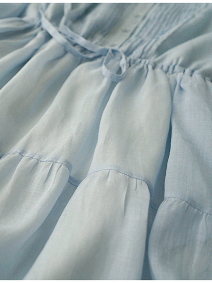 Cotton Linen Shirt Accordion Dress