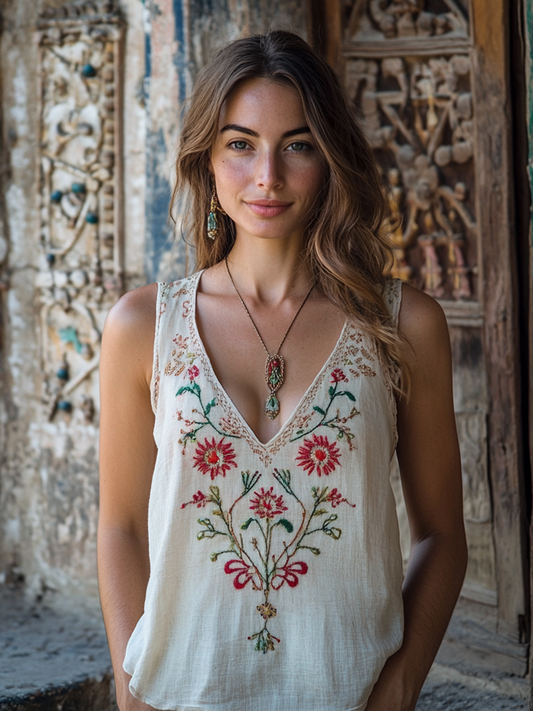 Women's Bohemian Vintage Floral Embroidered Vest