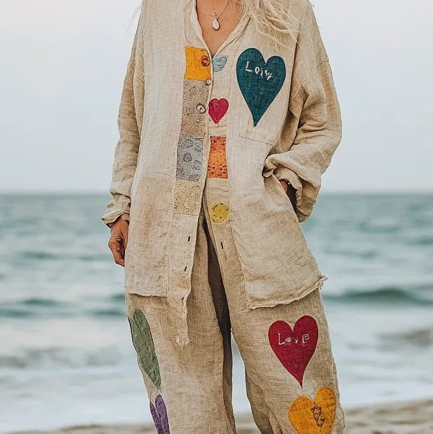 Comfort Vacation Oversized Linen Long Sleeve Set