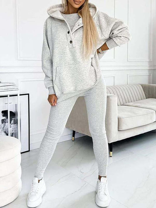 Women'S Sports Casual Hooded Sweatshirt + Slim Vest Pants Three-Piece Set