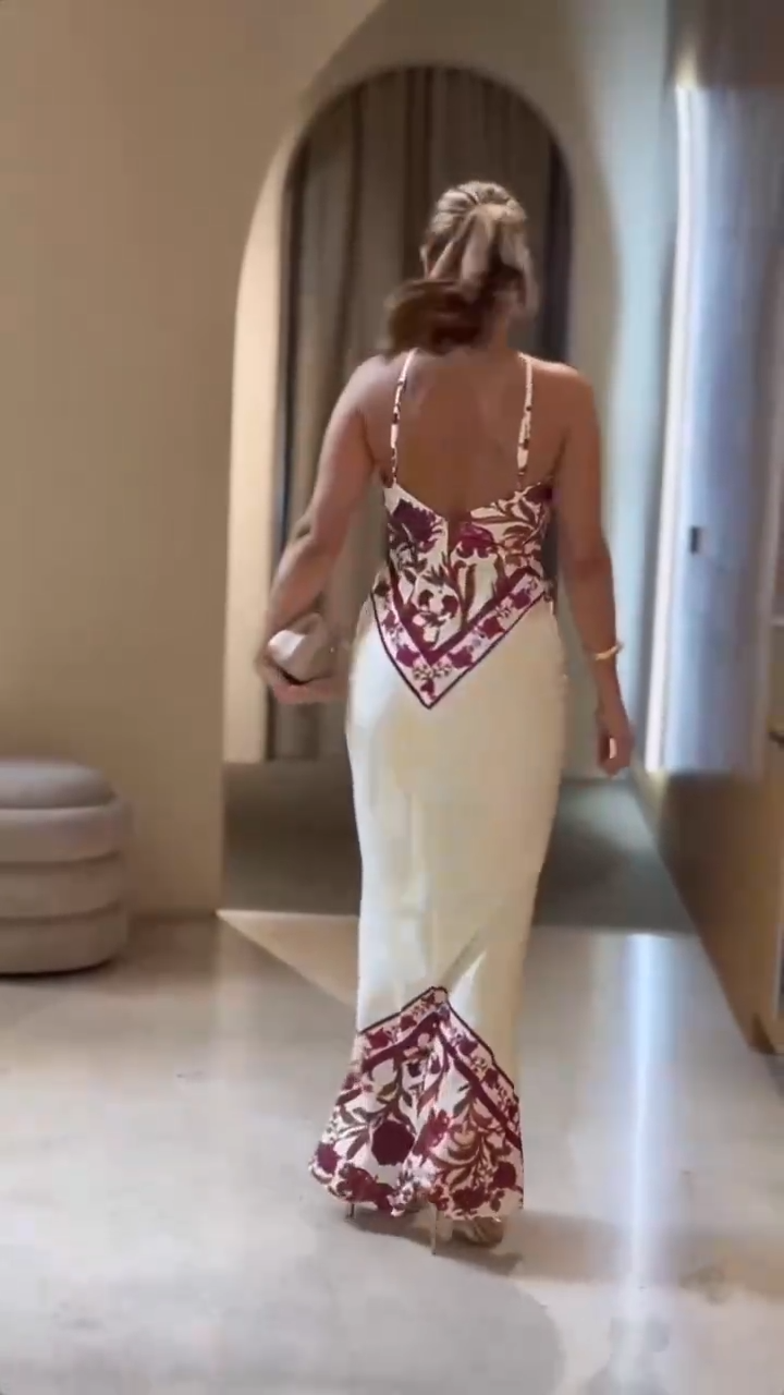 Floral Print Halter Neck Mermaid Maxi Dress