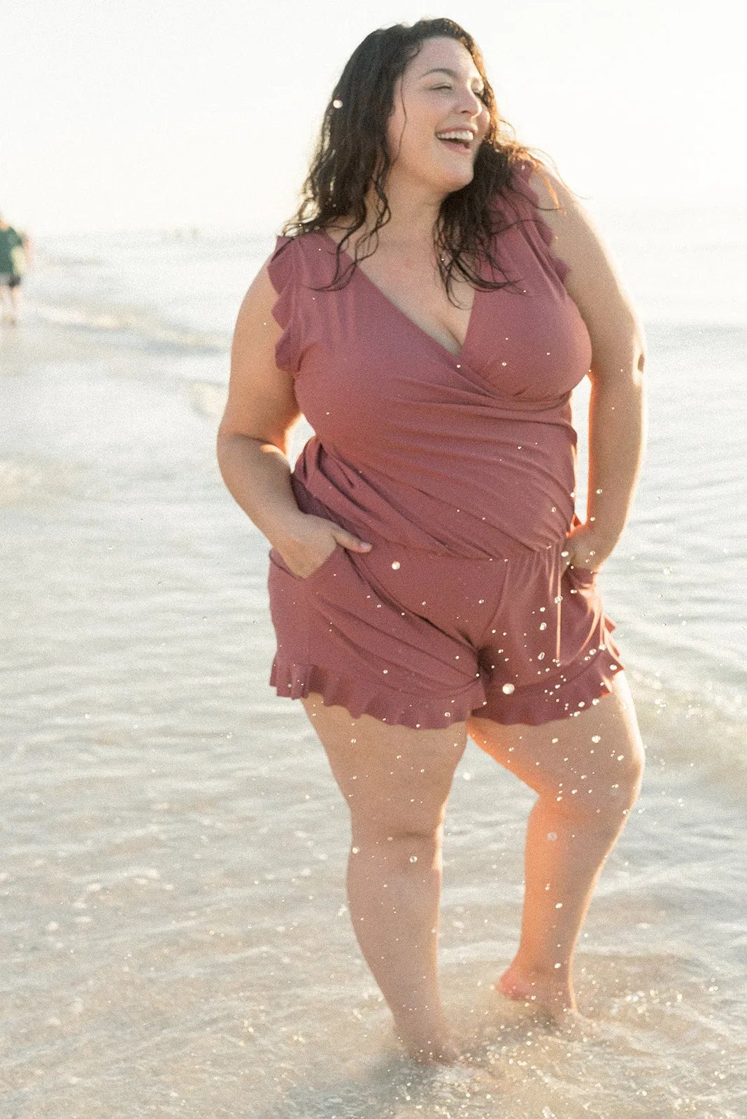 Swim Romper Built-in Bra& Detachable Bra Cup
