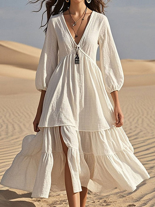 Women's cotton and linen casual dress