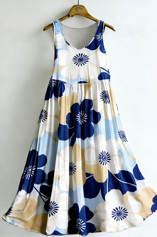 Women's Vintage Floral Sleeveless Cotton Dress