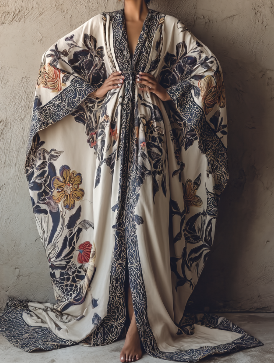 Women's Daylily Kimono Linen Robe