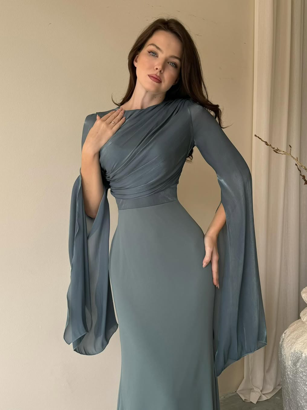 Elegant Satin Fitted Dress