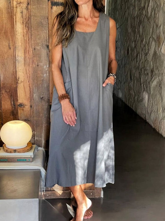 Women'S Casual Solid Color Loose Dress