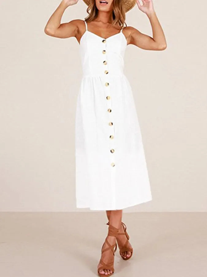 Women's Casual Button Sling Dress