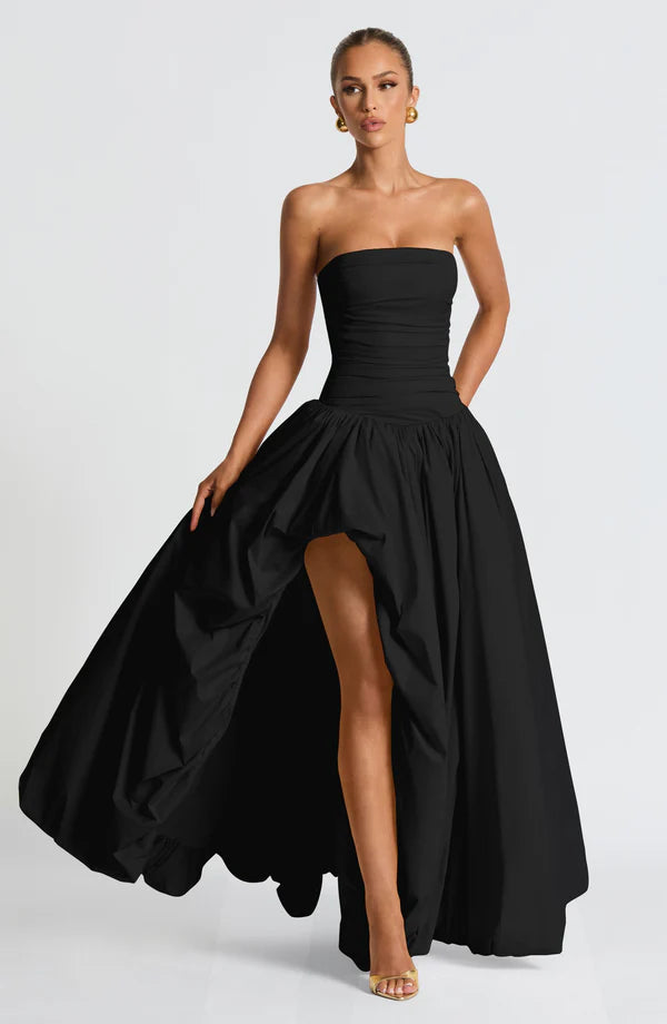 Elena Strapless Maxi Dress – Elegant Formal Gown with Front Split