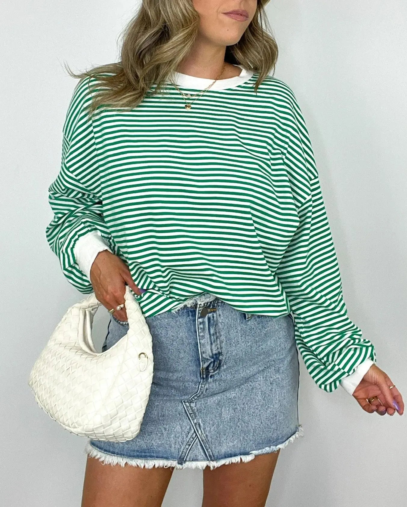 Women's Casual Striped Crewneck Oversized Pullover