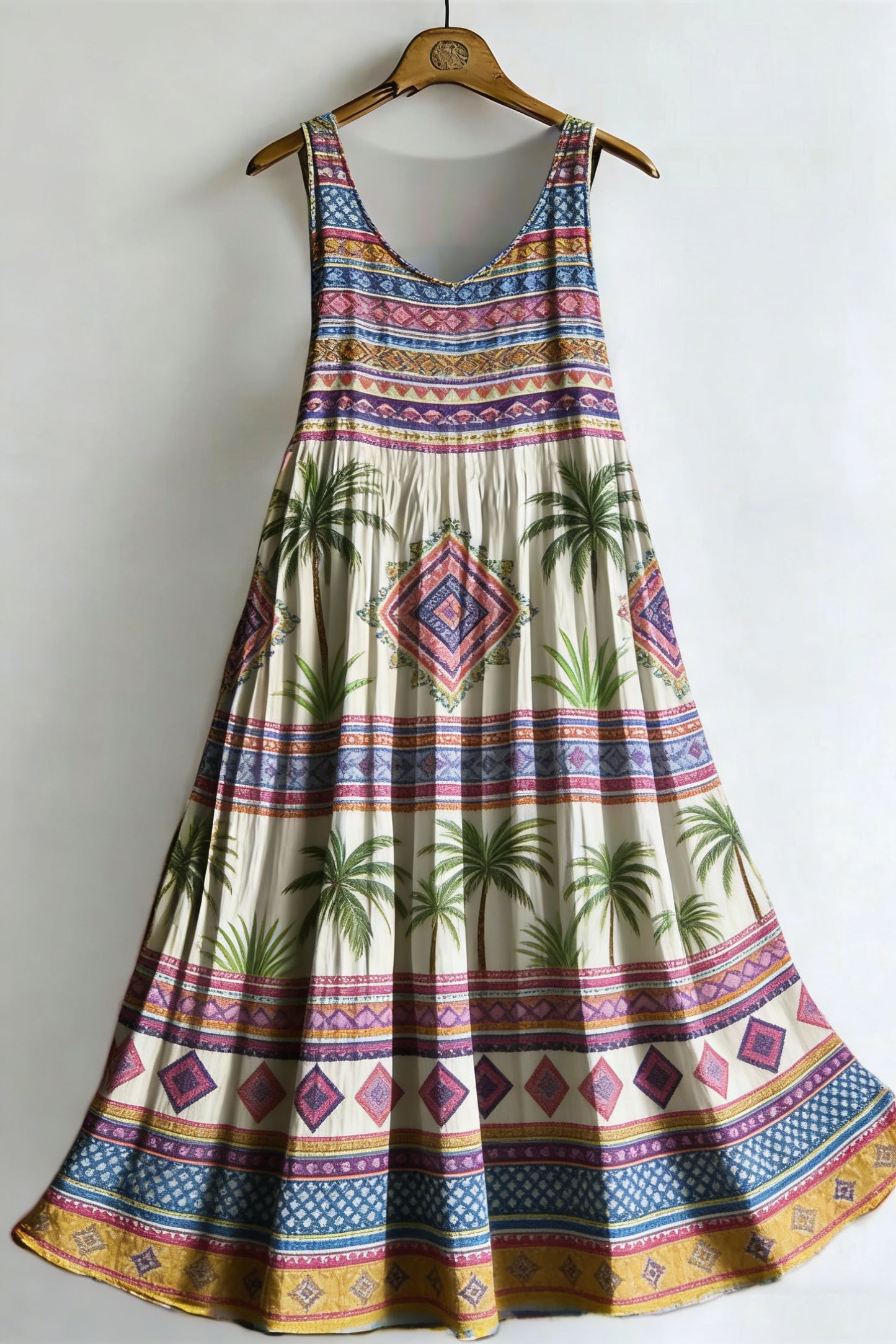 Women's Vintage Bohemian Print Sleeveless Cotton Dress