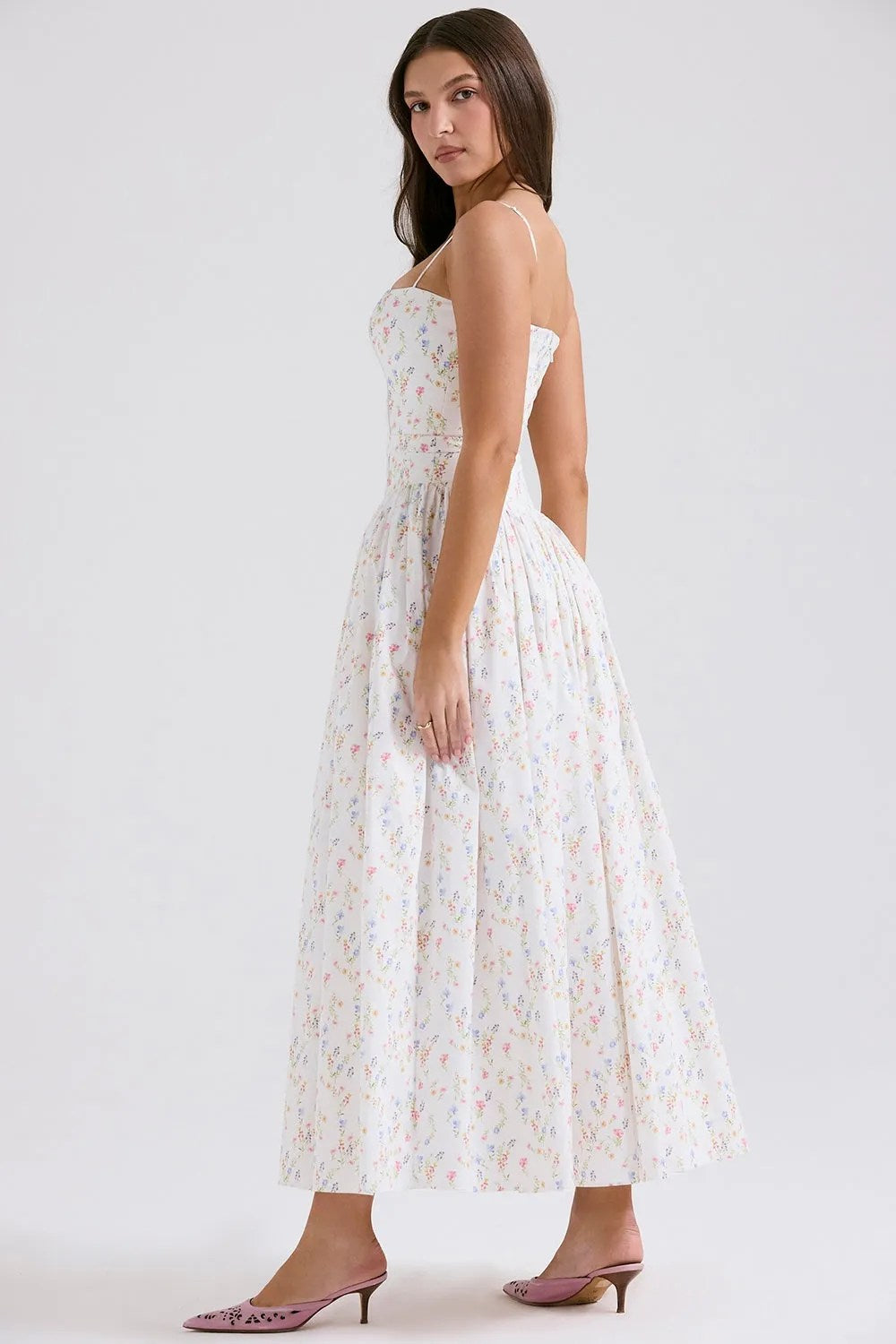 Sundress – Corset Midi Dress with Adjustable Straps