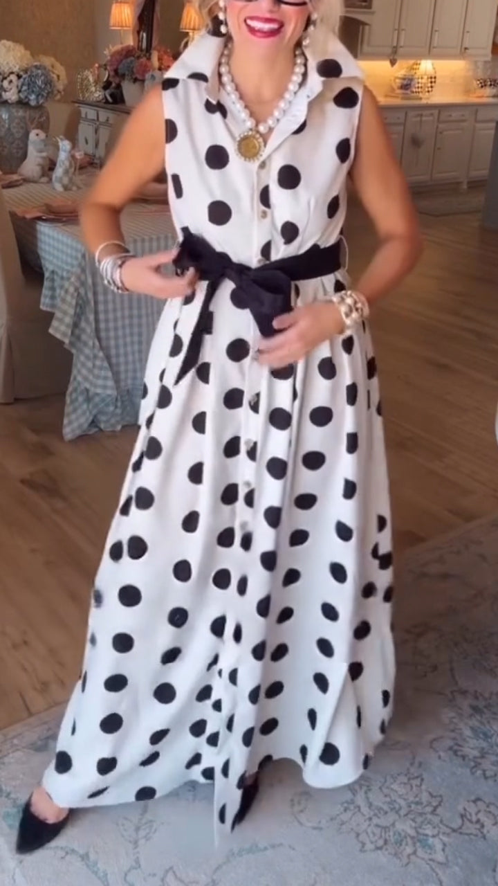 Women Collar Polka Dot Elegant Temperament Dress