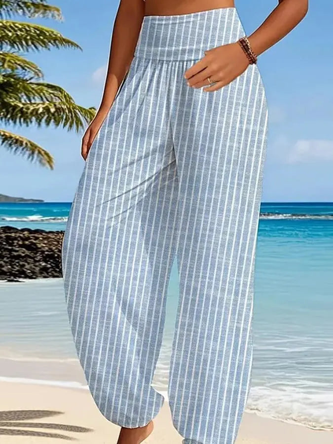 Women's Striped Graphic Print Casual Pants