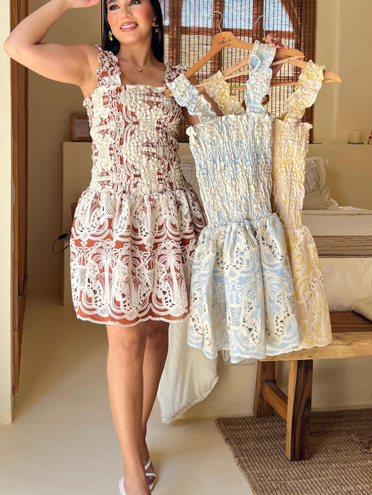 Boho Embroidered Lace A-Line Dress for Summer