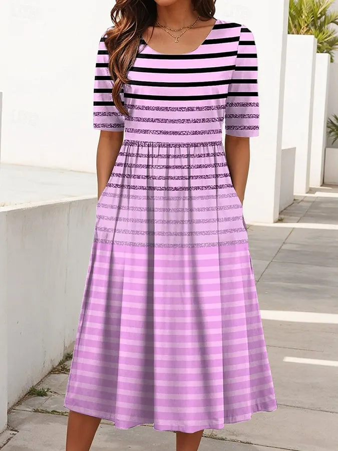 Women's Holiday Round Neck Half Sleeve Printed Dress