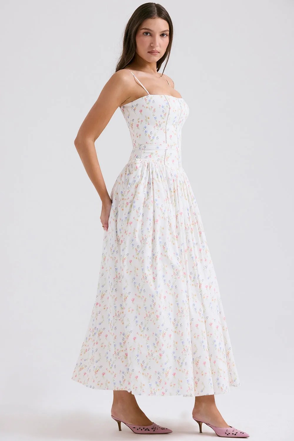 Sundress – Corset Midi Dress with Adjustable Straps
