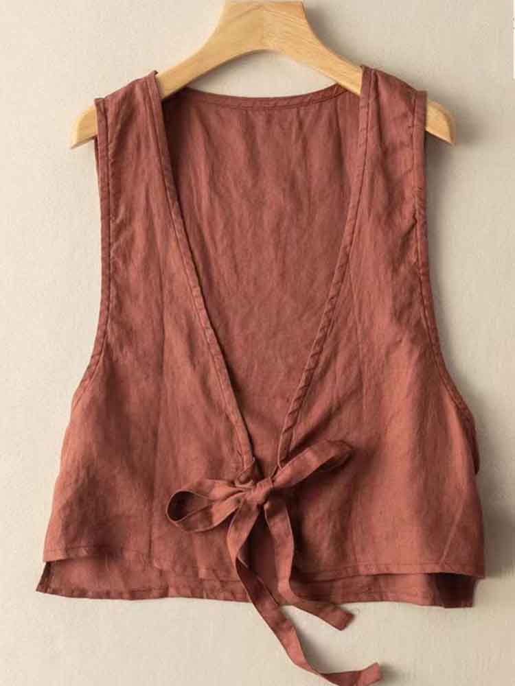 Women's Simple Versatile Linen Blend Casual Vest