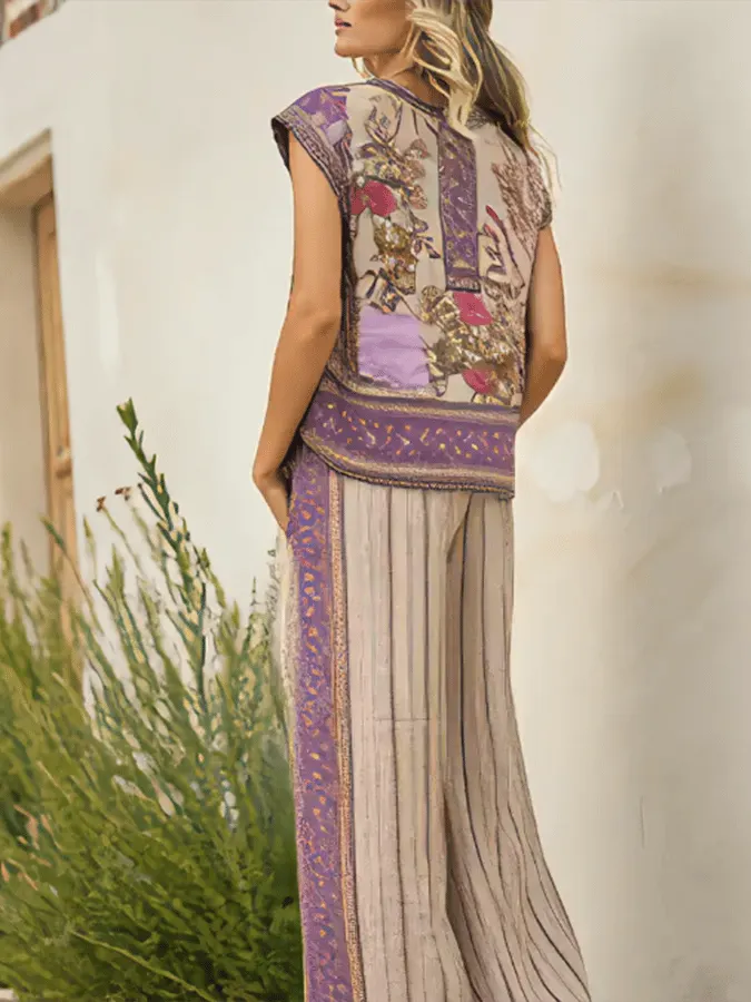 Women'S Loose Striped Pants Suit