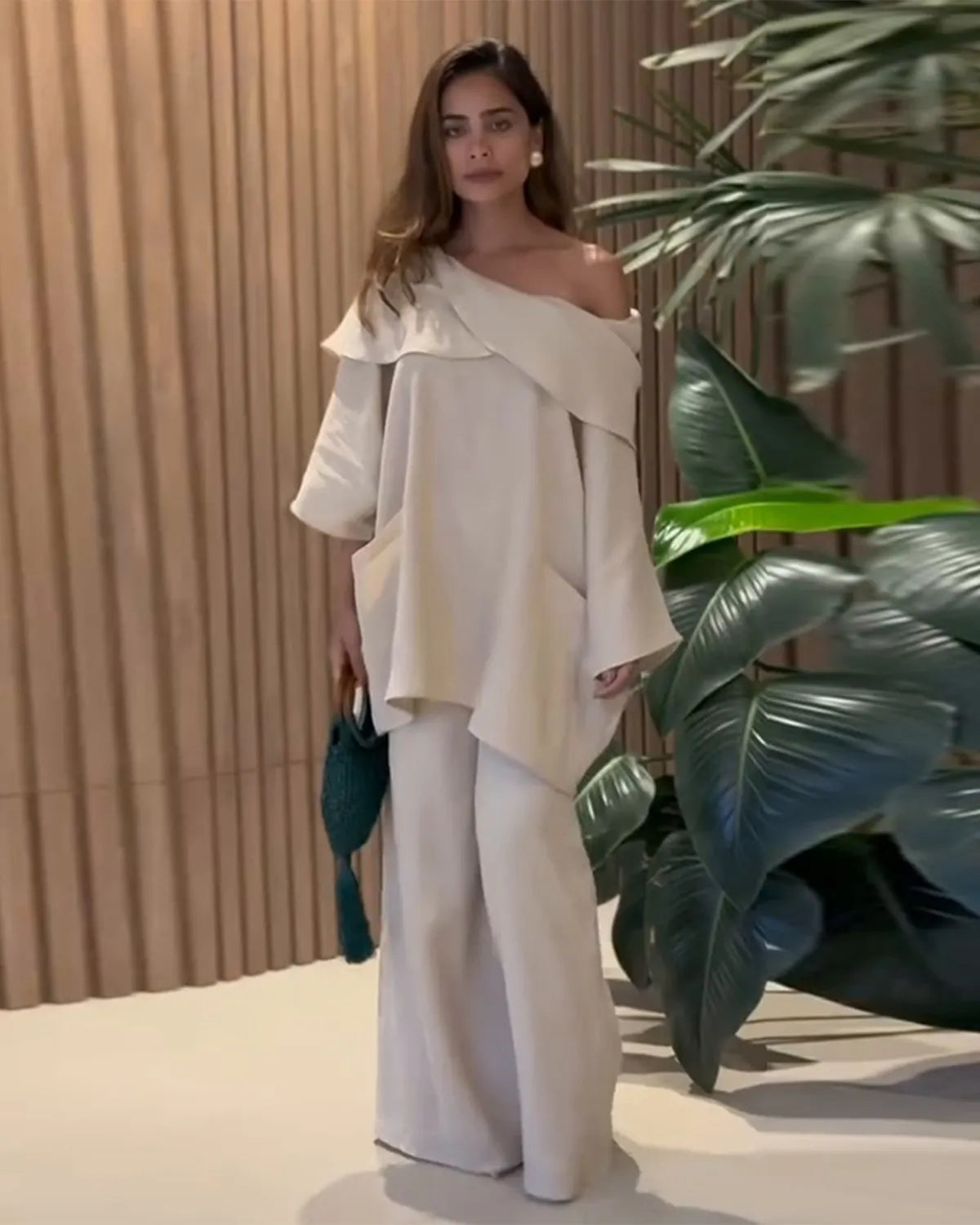 Women's Casual Solid Color  Long Sleeve Tops and Pants Cotton Two-piece Set