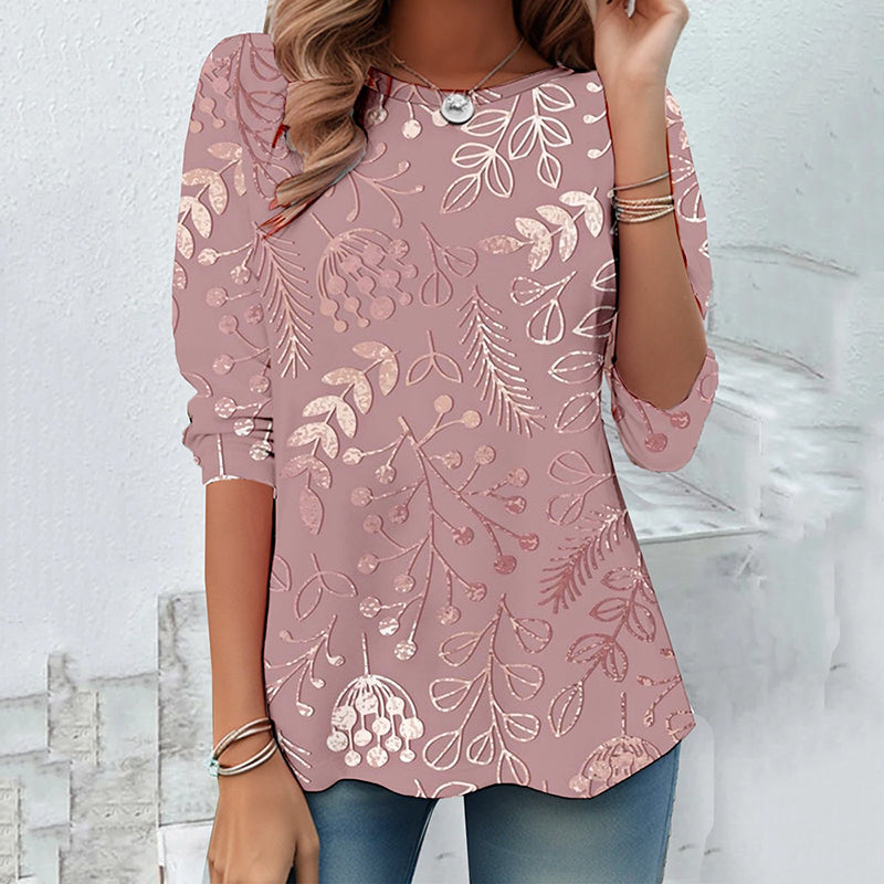 Floral Print Crew Neck Long Sleeve T-shirt