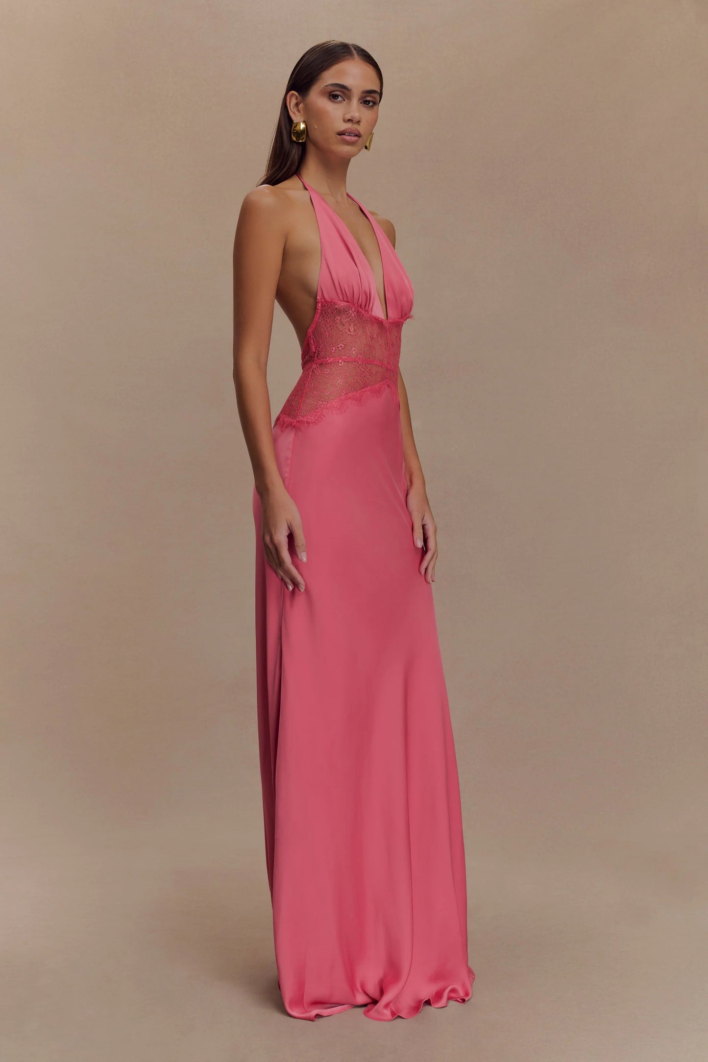 Dinah Lace And Satin Maxi Dress