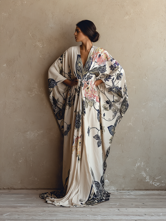 Women's Pink Peony Linen Kaftan