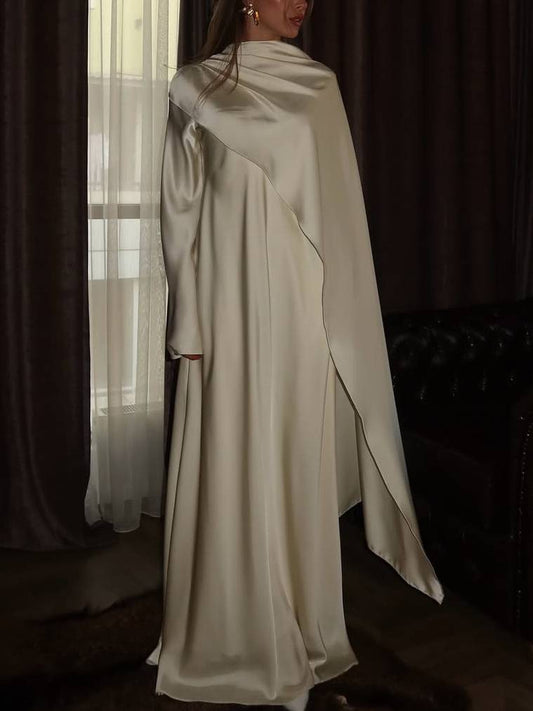 Slanted Hem Scraf Design Maxi Dress