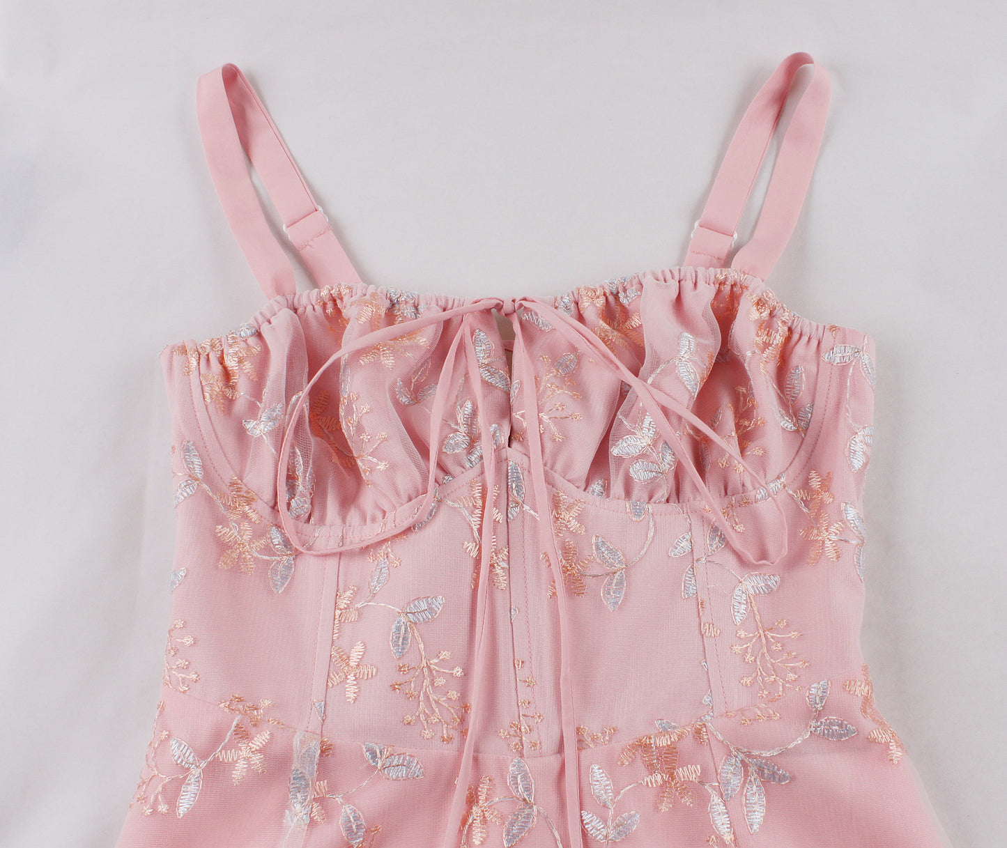 Floral Embroidered Corset Midi Homecoming Dress