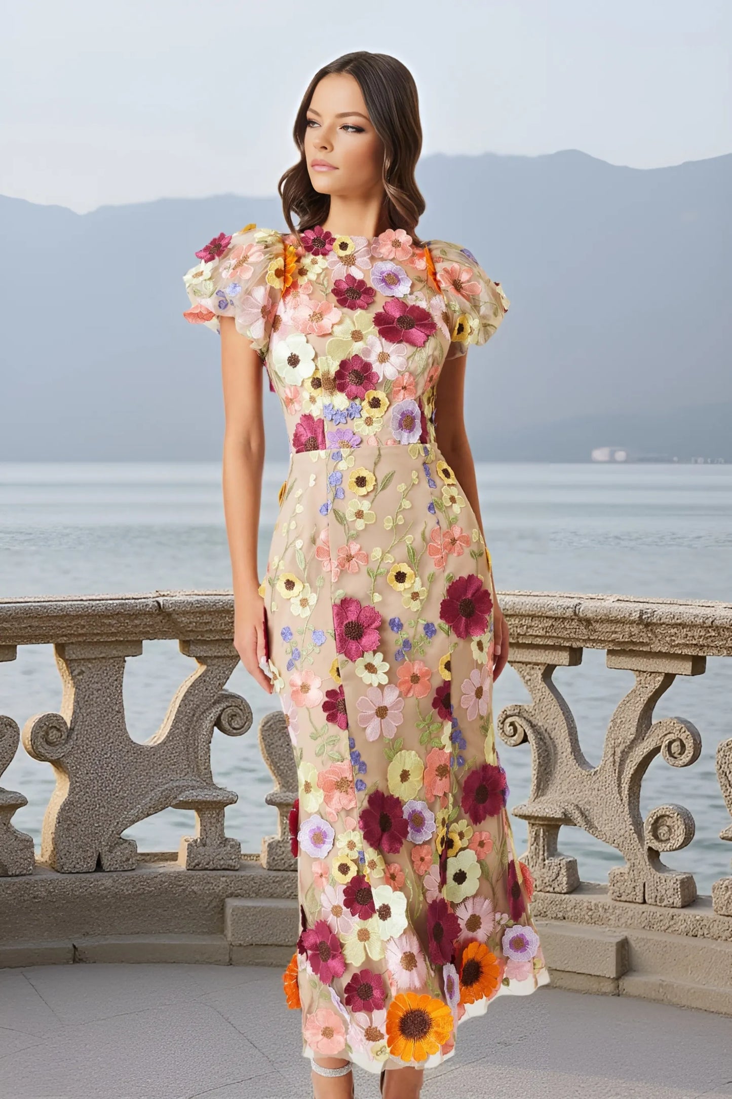 Astraea 3D Lace Maxi Dress