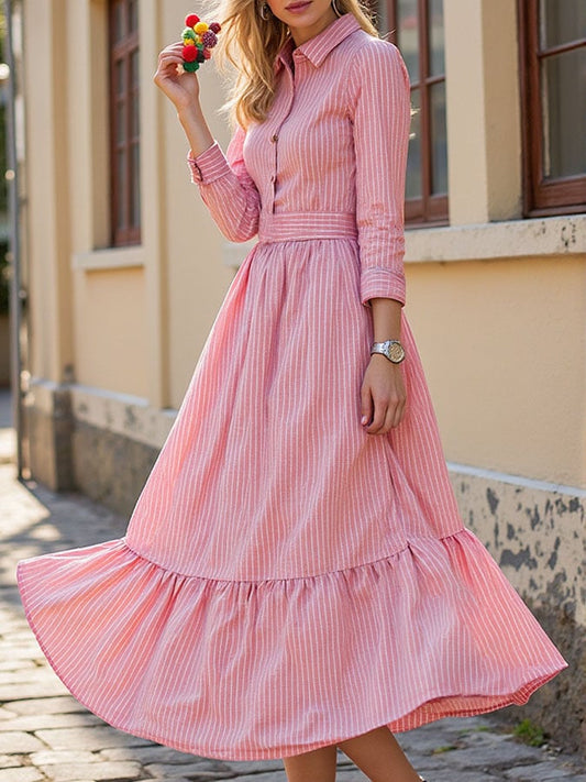 Women's Casual Striped Short Sleeve Dress