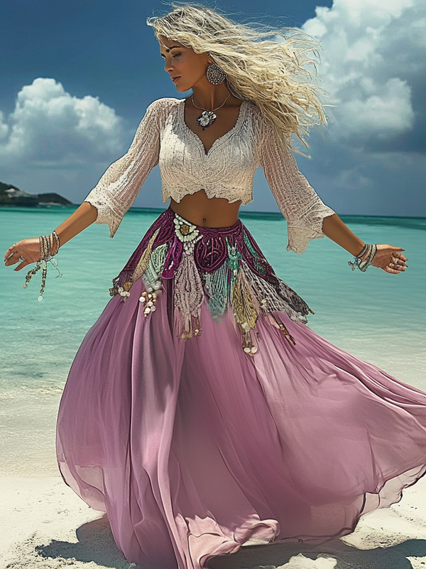 Summer vacation fashion elegant contrast color top+skirt set a0c0