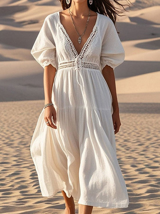 Women's cotton and linen casual dress
