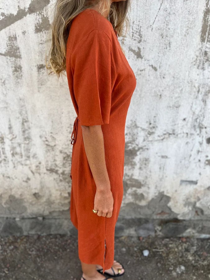 Women's Casual Solid Color Shirt Dress