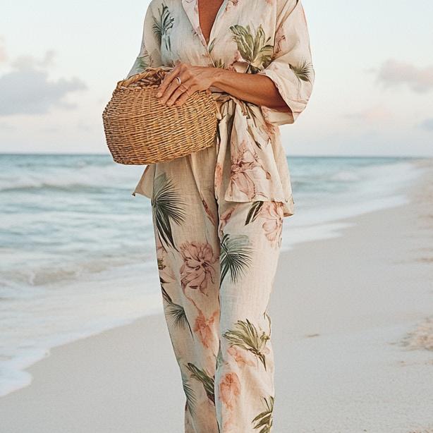 Comfort Vacation Oversized Linen Long Sleeve Set