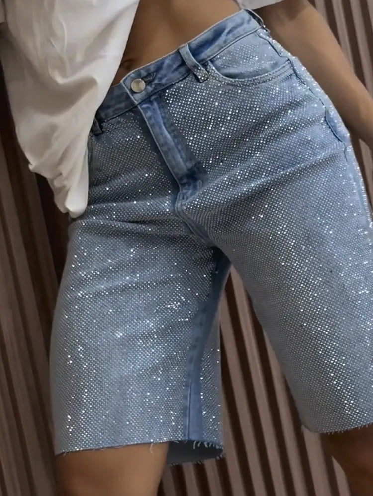 Rhinestone Washed Jeans