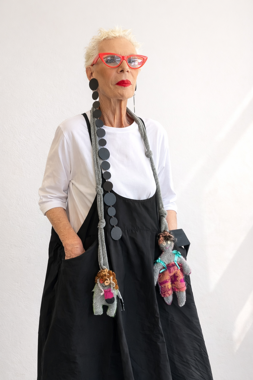 College-Inspired Two-Piece Set: Oversized Pinafore Dress with White T-Shirt