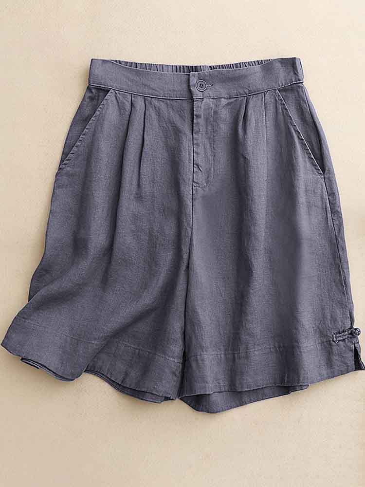 Women's Vintage Simple Linen Blend Casual Shorts
