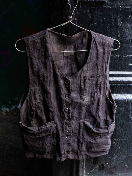 Men's Vintage Simple Linen Blend Versatile Vest