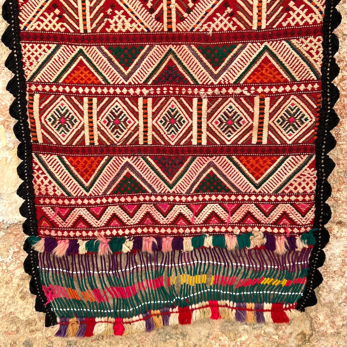 Antique Embroidered Small Carpet Runer