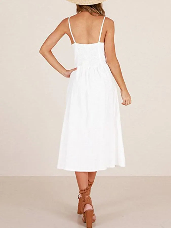 Women's Casual Button Sling Dress
