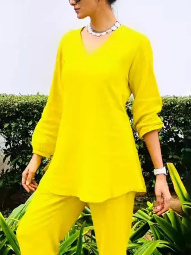 Linen Blend Casual Plain V Neck Blouse